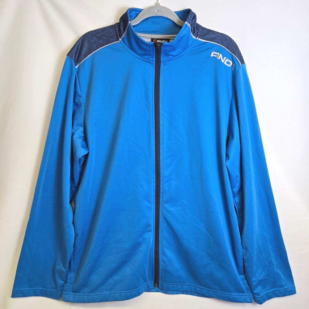 AND1 Full Zip Basketball Warm Up Jacket Athletic Sportswear Streetwear Blue XL